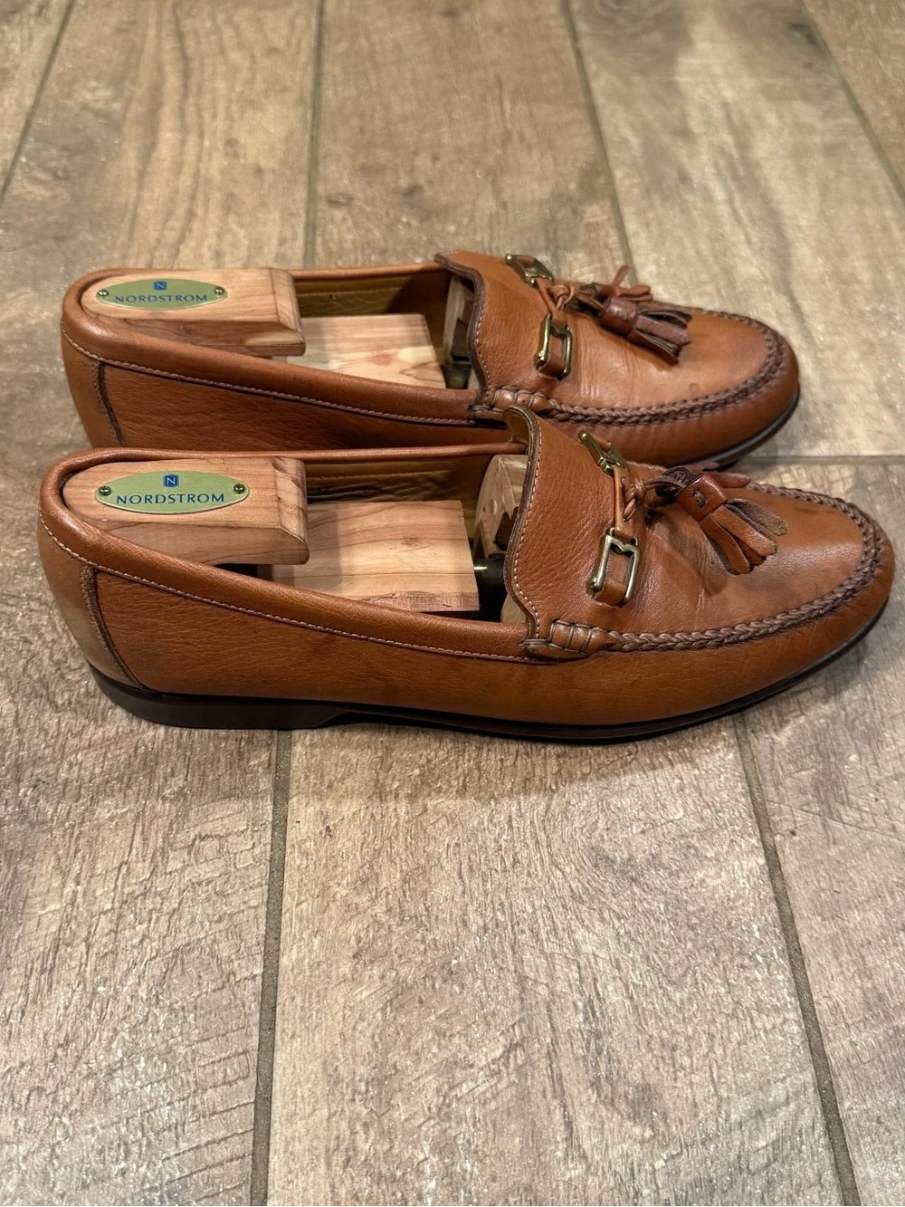 Bruno Magli Men’s Size 8.5 M Tan Leather Tassel Loafers Made In Italy